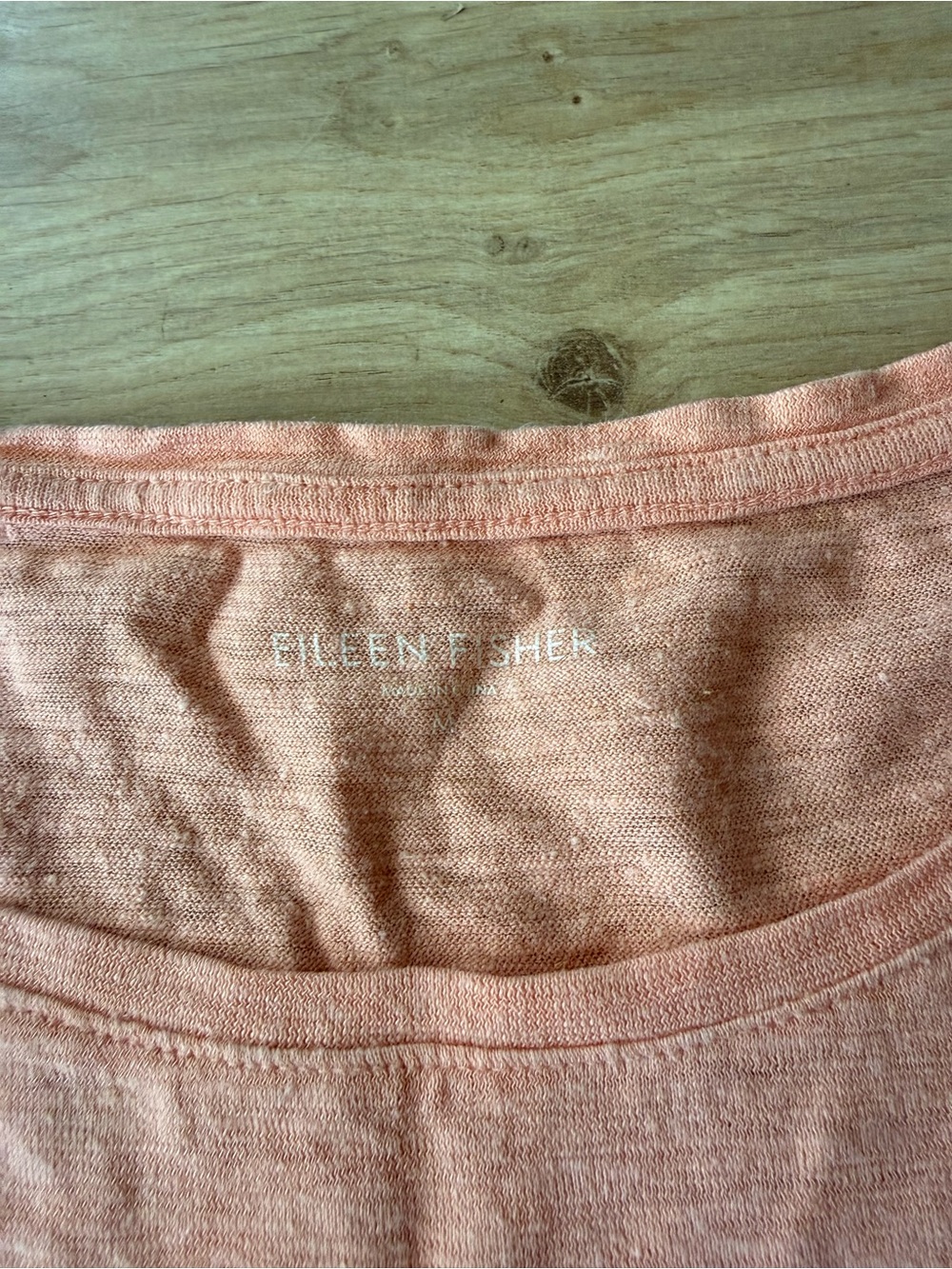 Eileen Fisher Peach Hemp Organic Cotton T Shirt M Boxy Relaxed Coastal Minimal - Picture 3 of 7